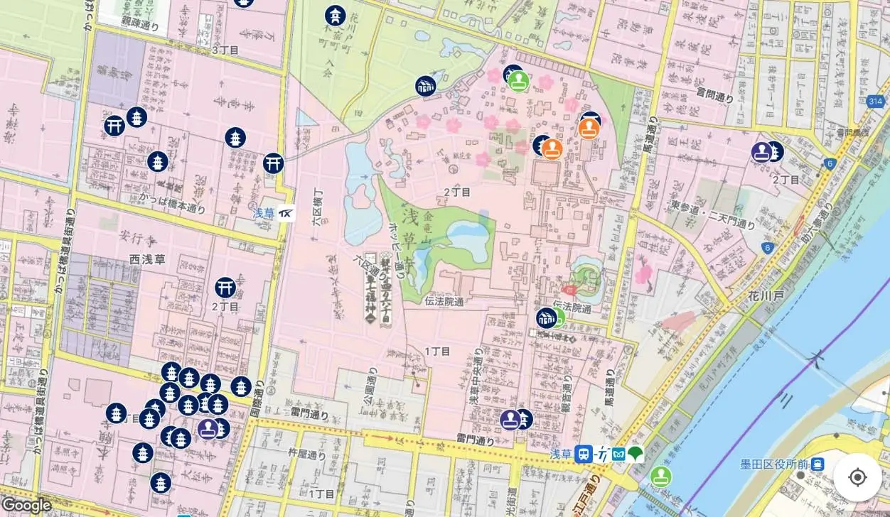 浅草寺の見どころと３D地図